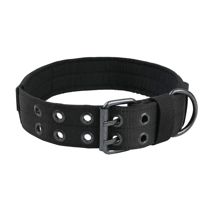 Heavy-Duty 2" Wide Tactical Nylon Dog Collar for Large Breeds - K9 Military Style with Metal Buckle