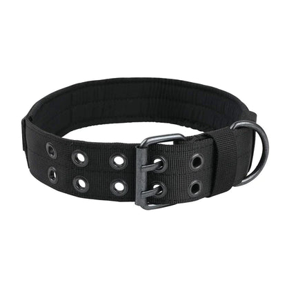 Heavy-Duty 2" Wide Tactical Nylon Dog Collar for Large Breeds - K9 Military Style with Metal Buckle